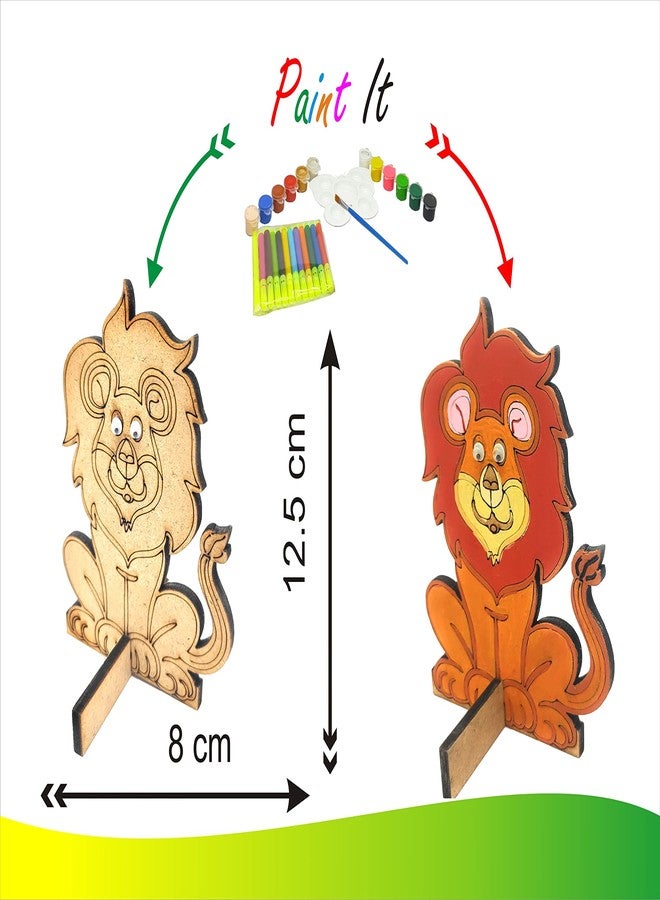 StepsToDo (with device) StepsToDo Zoo Making Kit Make and Paint Your Own Zoo Animals. Set of 10 Zoo Animals with Standee, 1 Ring Master, 1 Zoo Banner, 12 Bright Painting Colour, 12 Sketch Pen, and Unlimited Fun - Image 4